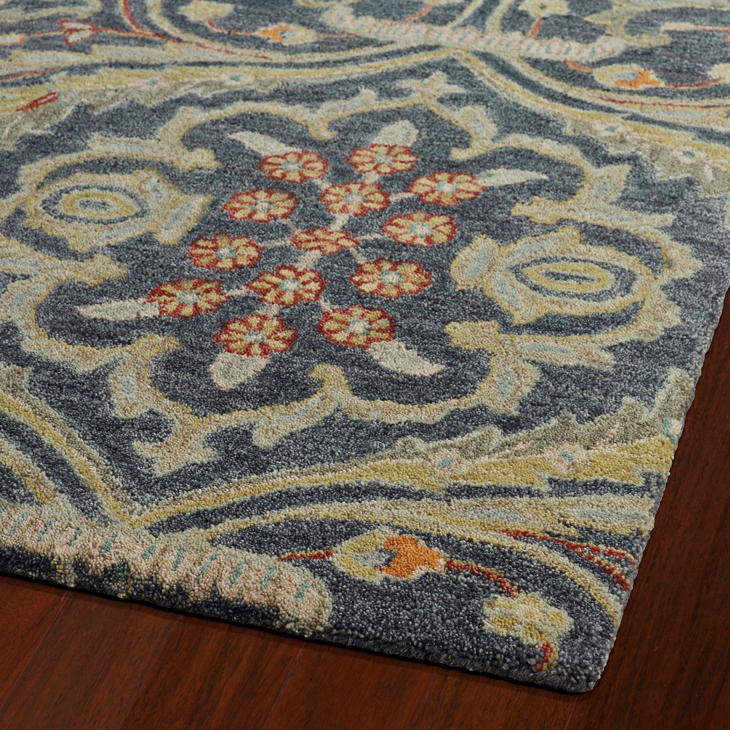 Kaleen Helena Collection Pewter Gray OliveGreen Runner 2'6" x 8'