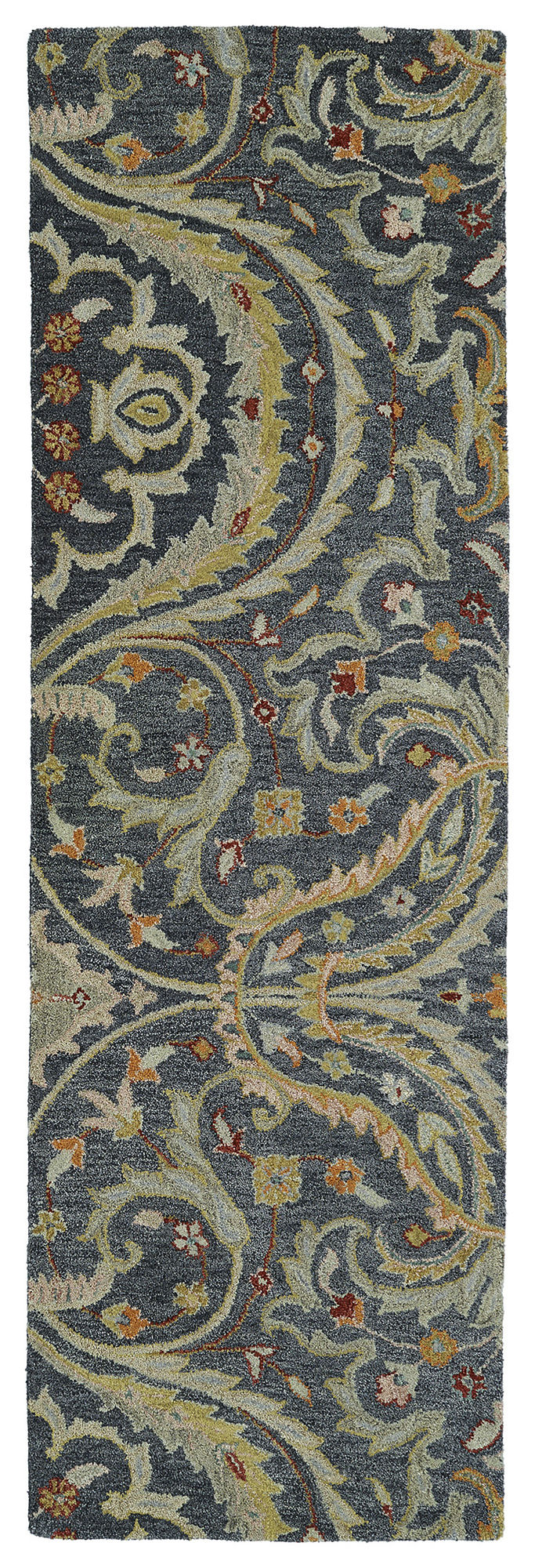 Kaleen Helena Collection Pewter Gray OliveGreen Throw Rug 2' x 3'