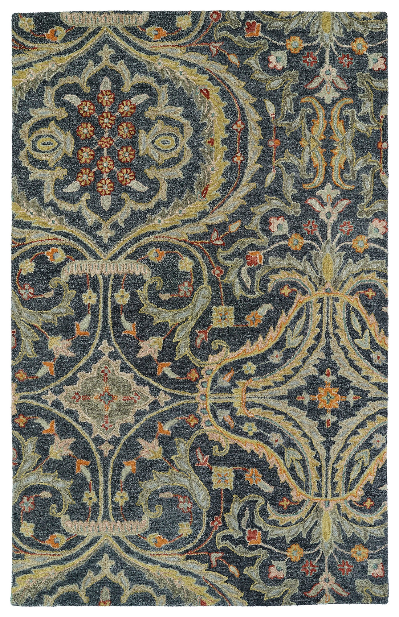 Kaleen Helena Collection Pewter Gray OliveGreen Runner 2'6" x 8'