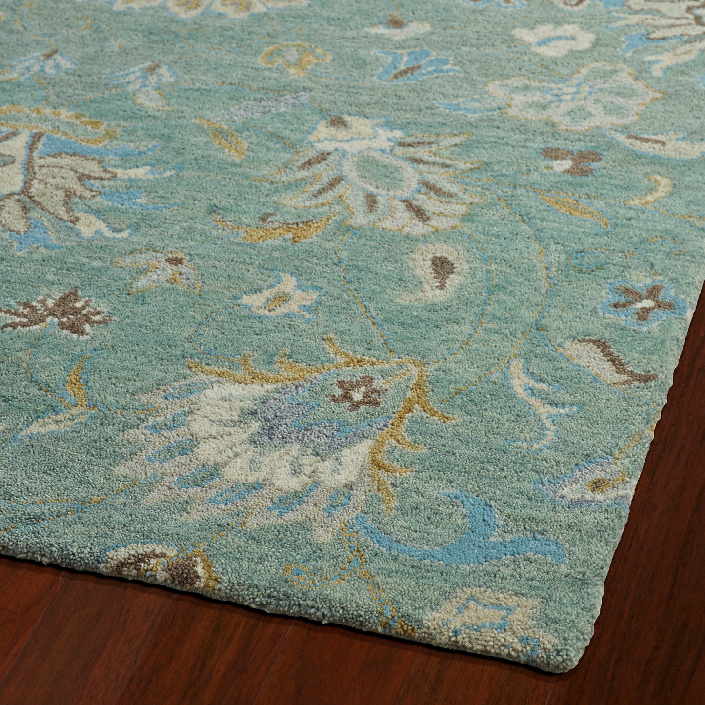 Kaleen Helena Collection Dark Mint Throw Rug 2' x 3'