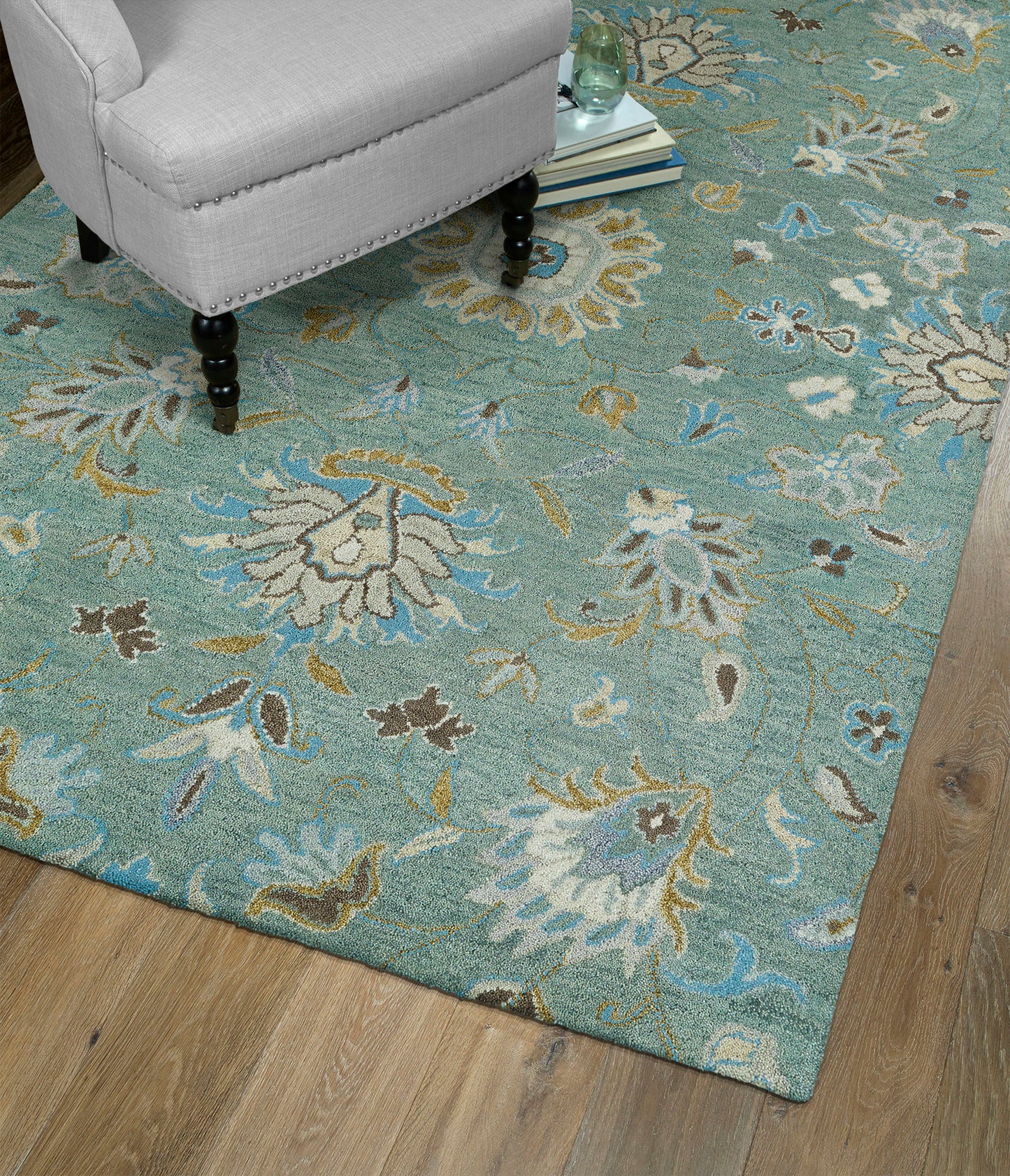 Kaleen Helena Collection Dark Mint Runner 2'6" x 12'