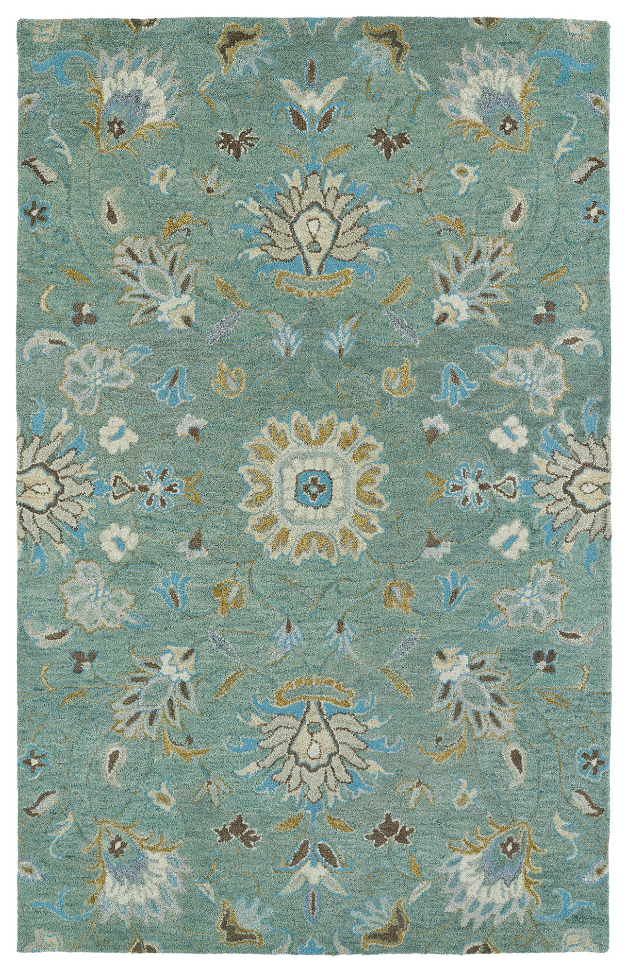 Kaleen Helena Collection Dark Mint Throw Rug 2' x 3'
