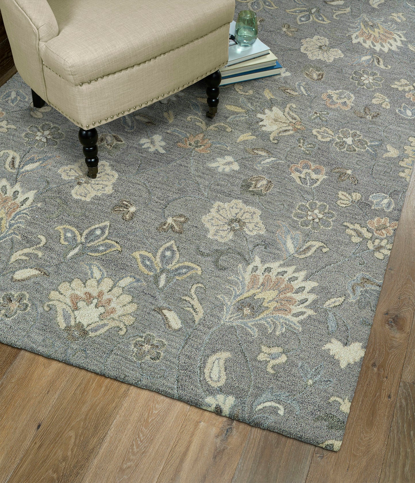 Kaleen Helena Collection Gray Ivory Area Rug 5' x 7'9"