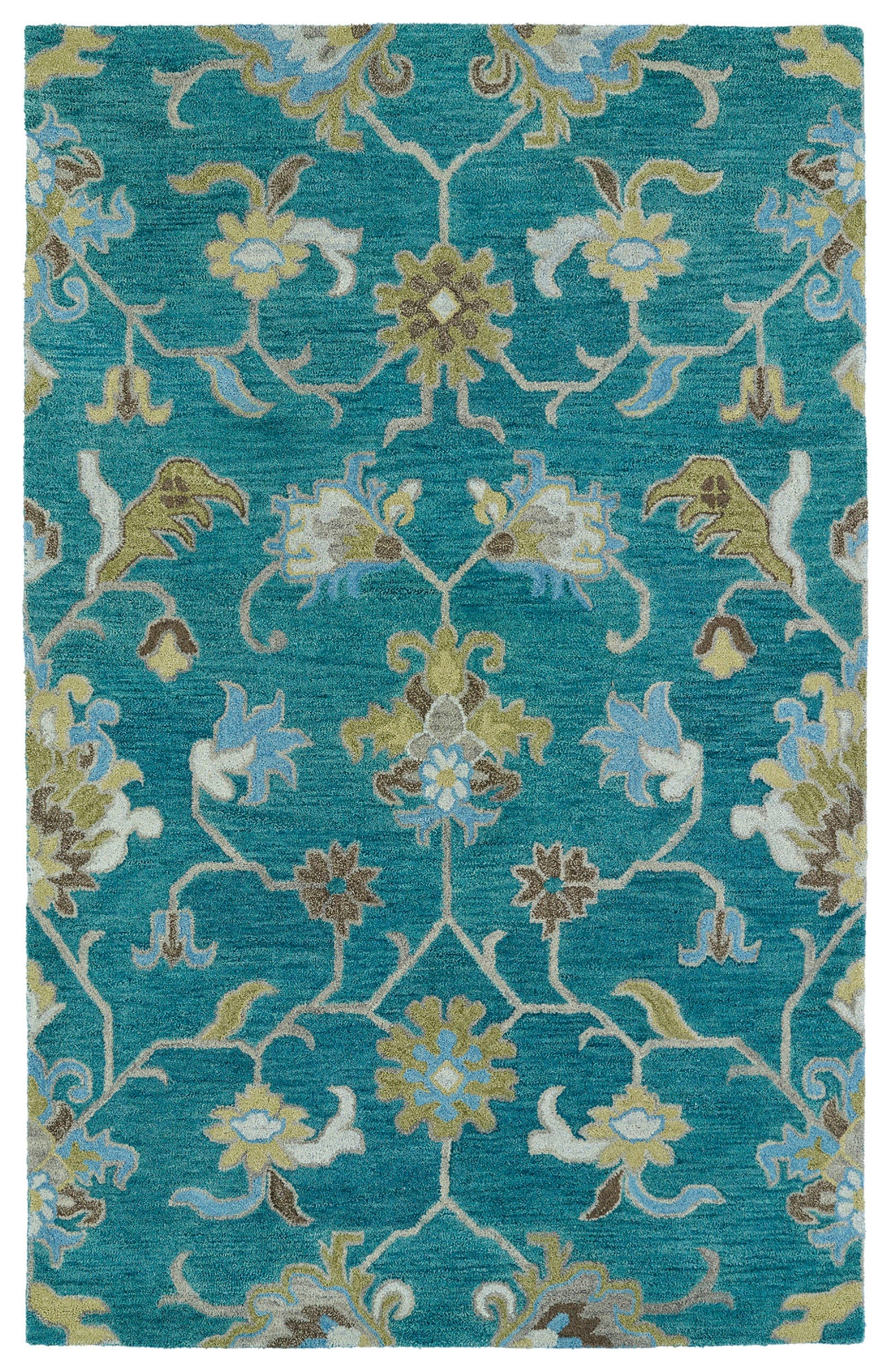 Kaleen Helena Collection Dark Turquoise Throw Rug 2' x 3'