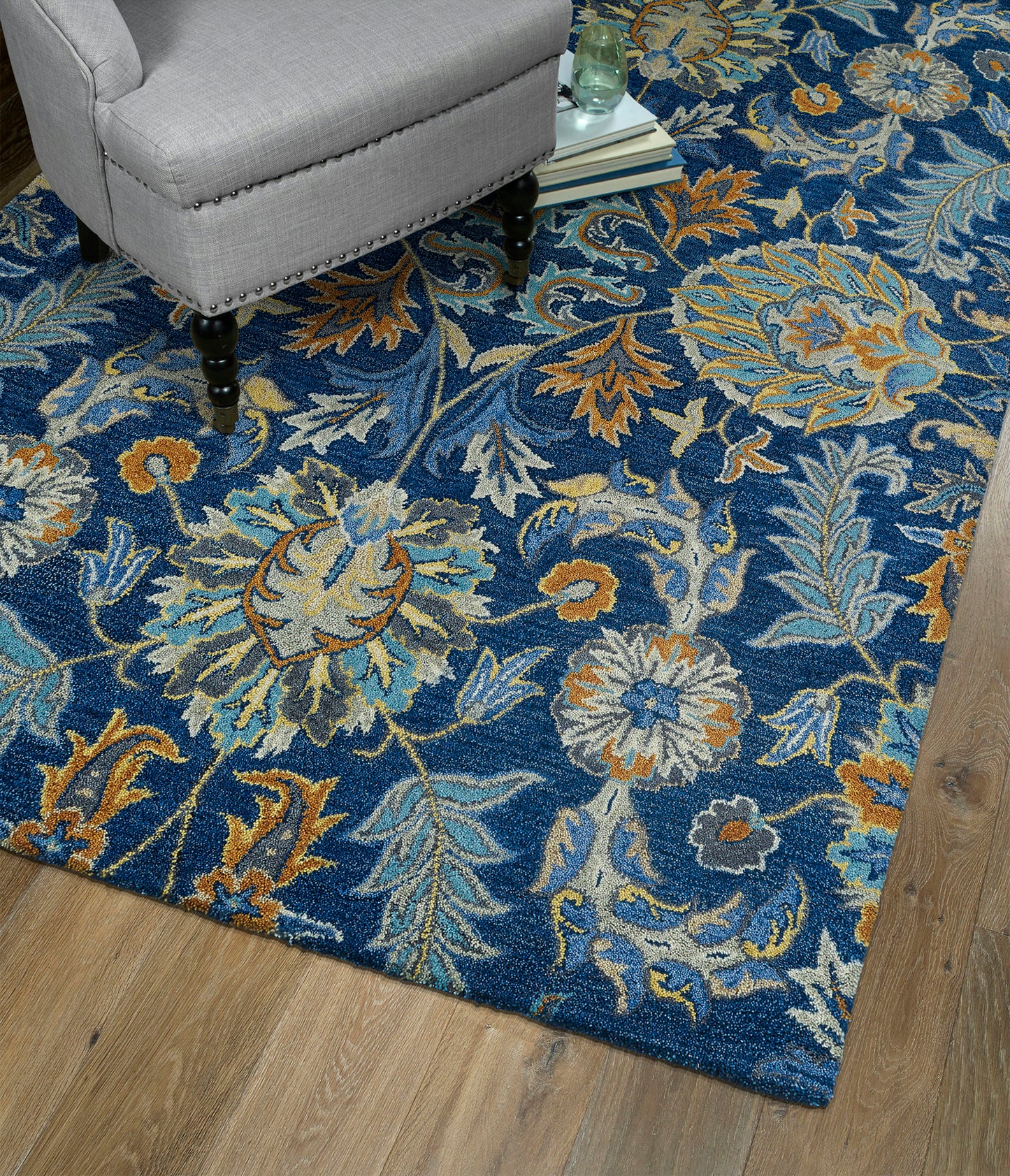 Kaleen Helena Collection Navy Denim Runner 2'6" x 12'