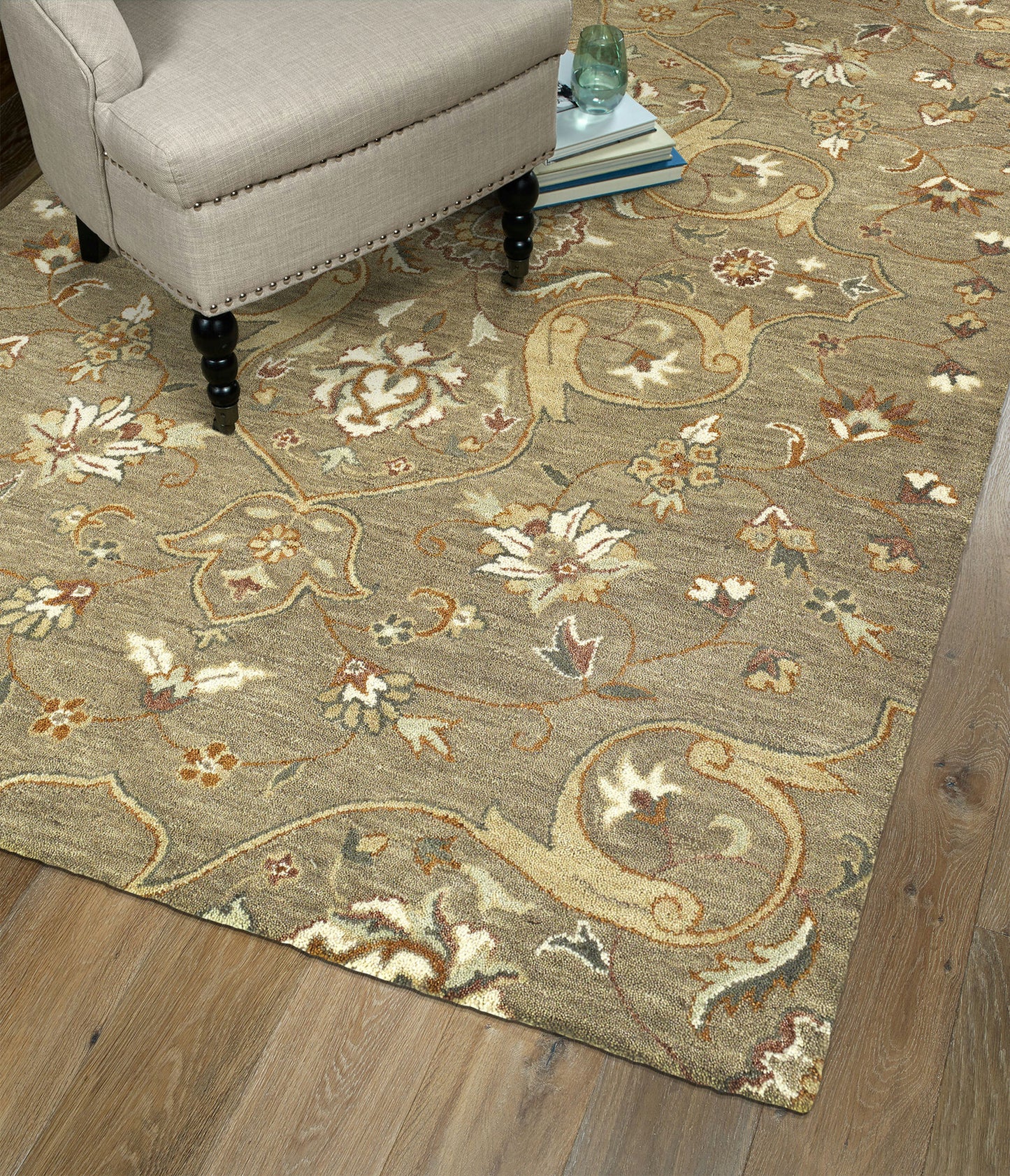 Kaleen Helena Collection Lt Brown Linen Runner 2'6" x 12'