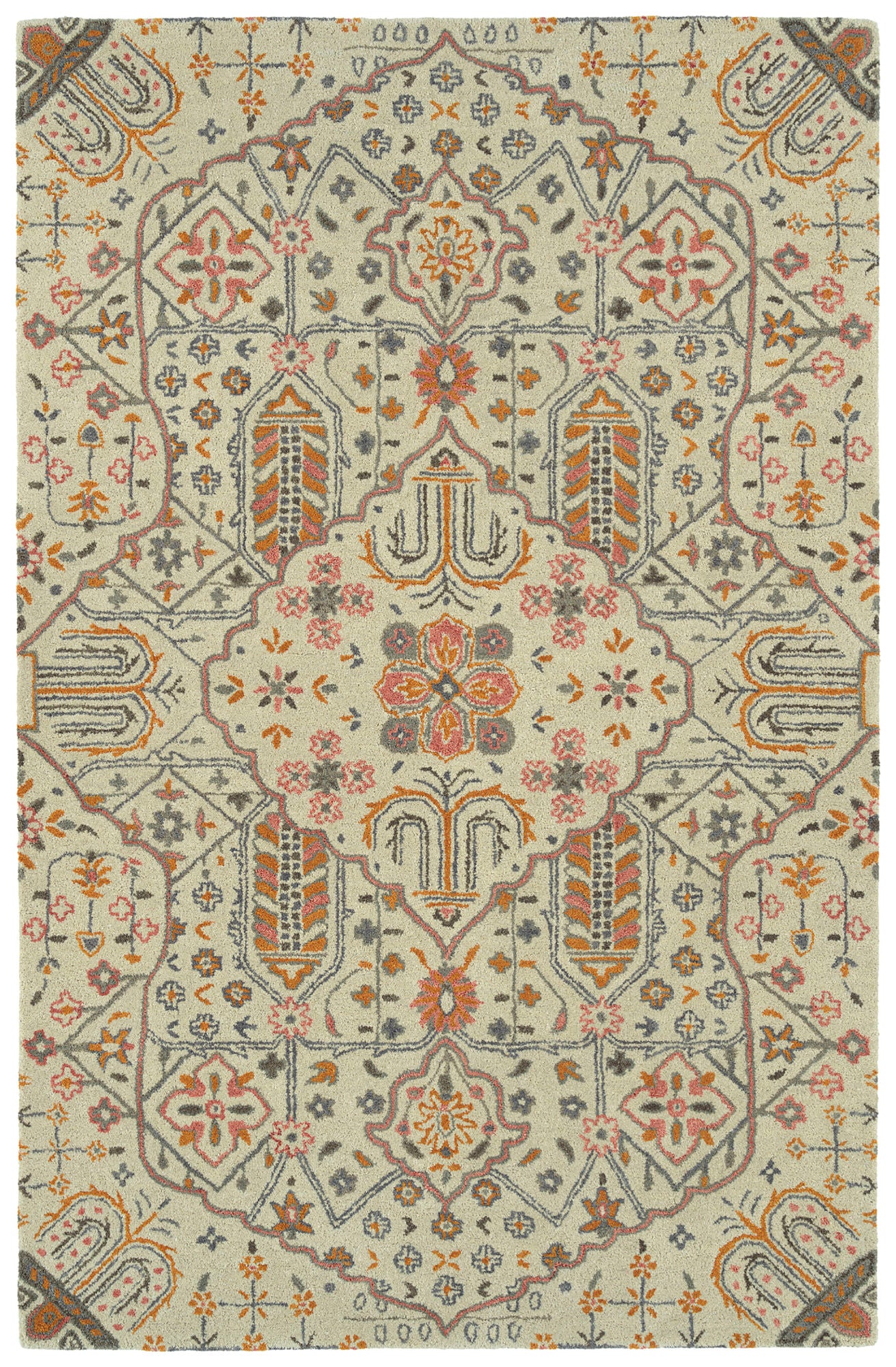 Kaleen Helena Collection Ivory Pink Runner 2'6" x 12'