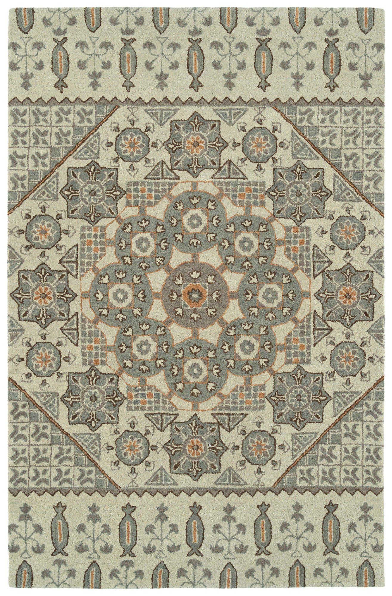 Kaleen Helena Collection Ivory Gray Runner 2'6" x 12'