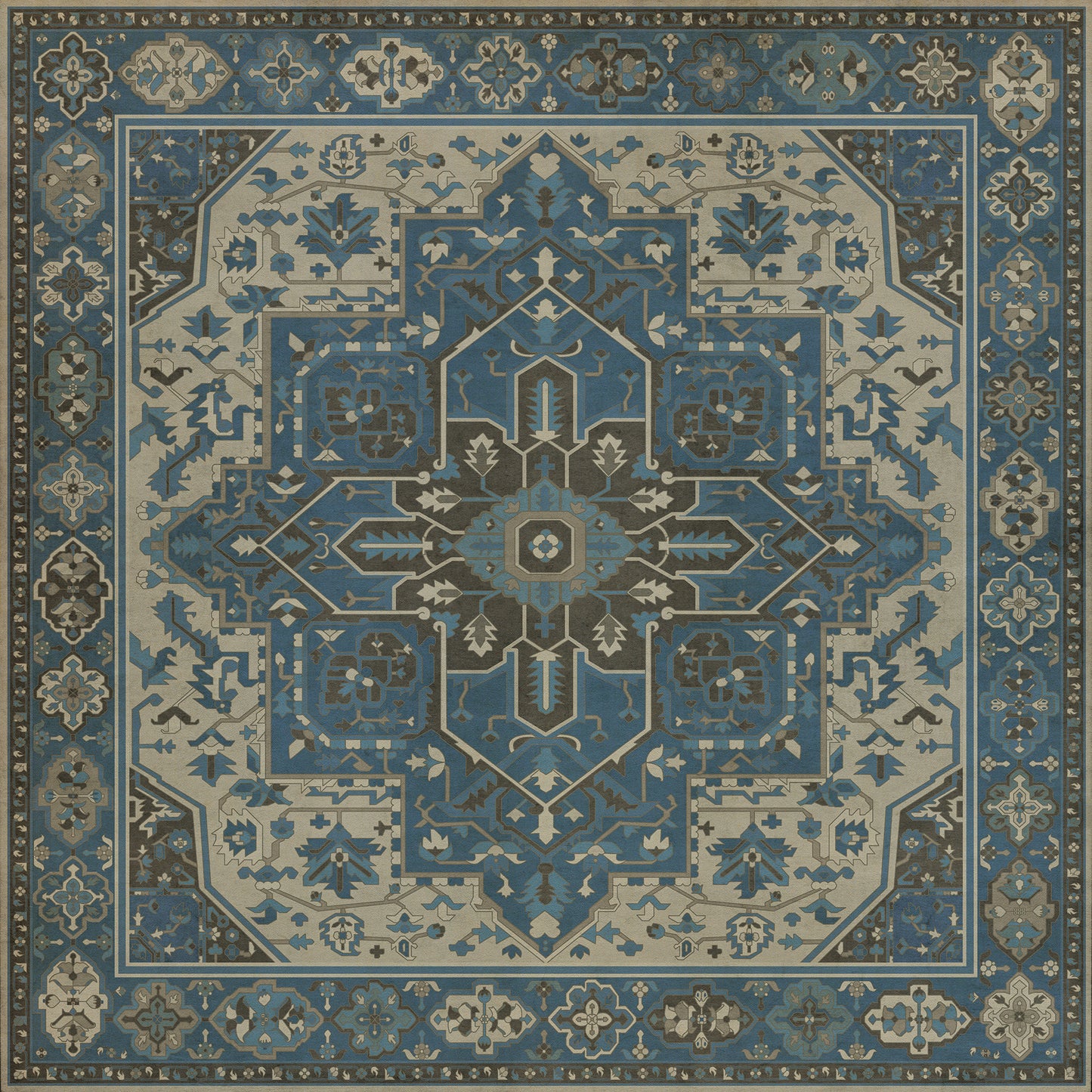Persian Bazaar - Camelot - Lancelot 72x72 Vintage Vinyl Floorcloth