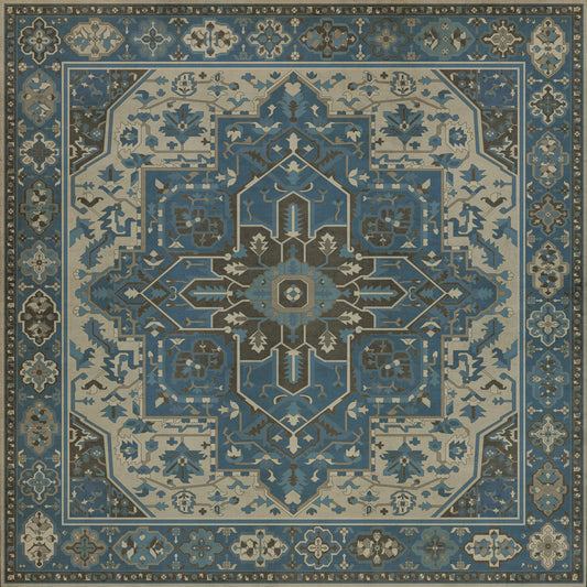 Persian Bazaar - Camelot - Lancelot 72x72 Vintage Vinyl Floorcloth