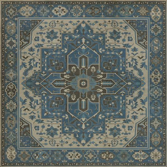 Persian Bazaar - Camelot - Lancelot 96x96 Vintage Vinyl Floorcloth