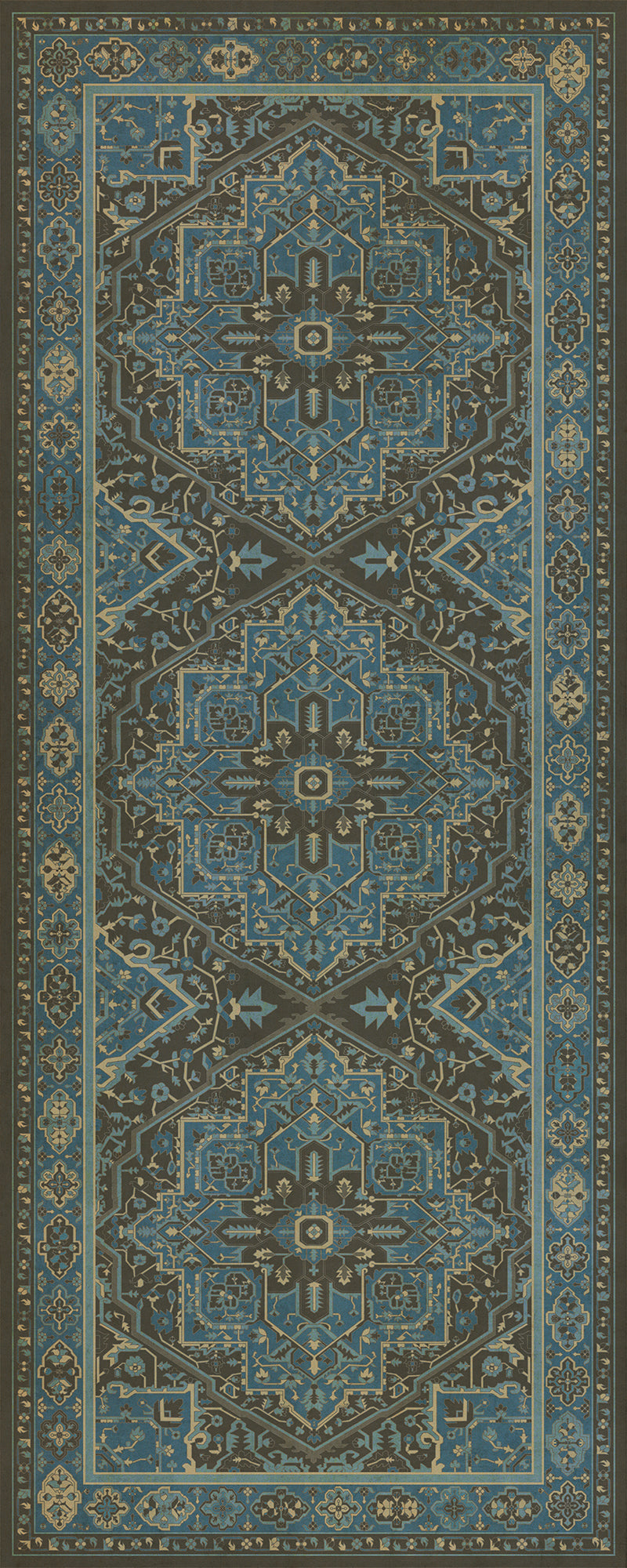 Persian Bazaar - Camelot - Merlin 36x90 Vintage Vinyl Floorcloth