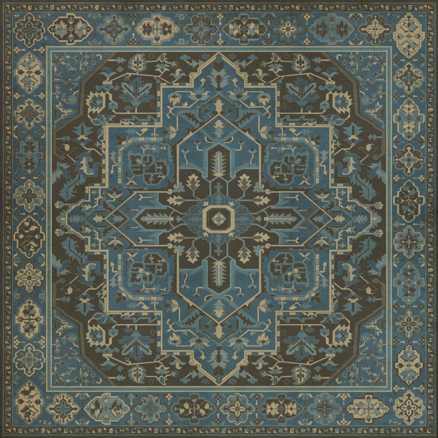 Persian Bazaar - Camelot - Merlin 36x36 Vintage Vinyl Floorcloth