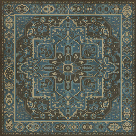 Persian Bazaar - Camelot - Merlin 36x36 Vintage Vinyl Floorcloth
