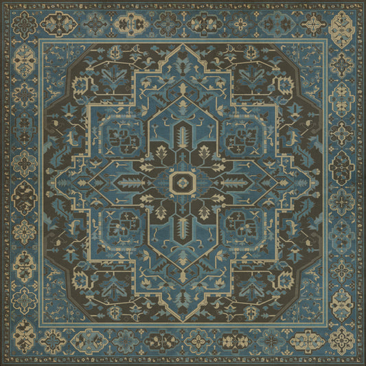 Persian Bazaar - Camelot - Merlin 48x48 Vintage Vinyl Floorcloth