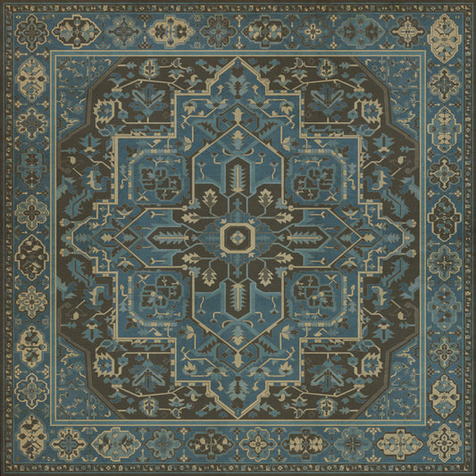 Persian Bazaar - Camelot - Merlin 96x96 Vintage Vinyl Floorcloth