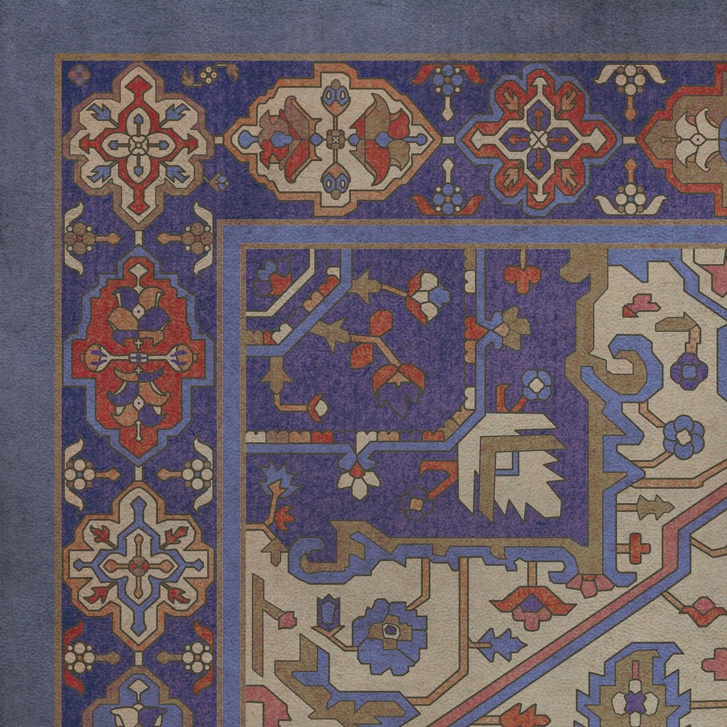 Persian Bazaar - Camelot - Morgana 38x56 Vintage Vinyl Floorcloth