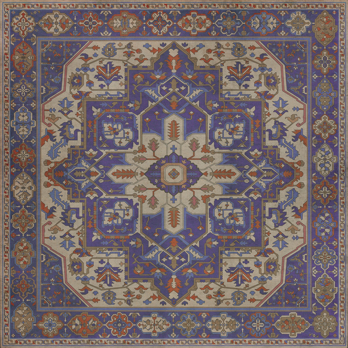 Persian Bazaar - Camelot - Morgana 60x60 Vintage Vinyl Floorcloth
