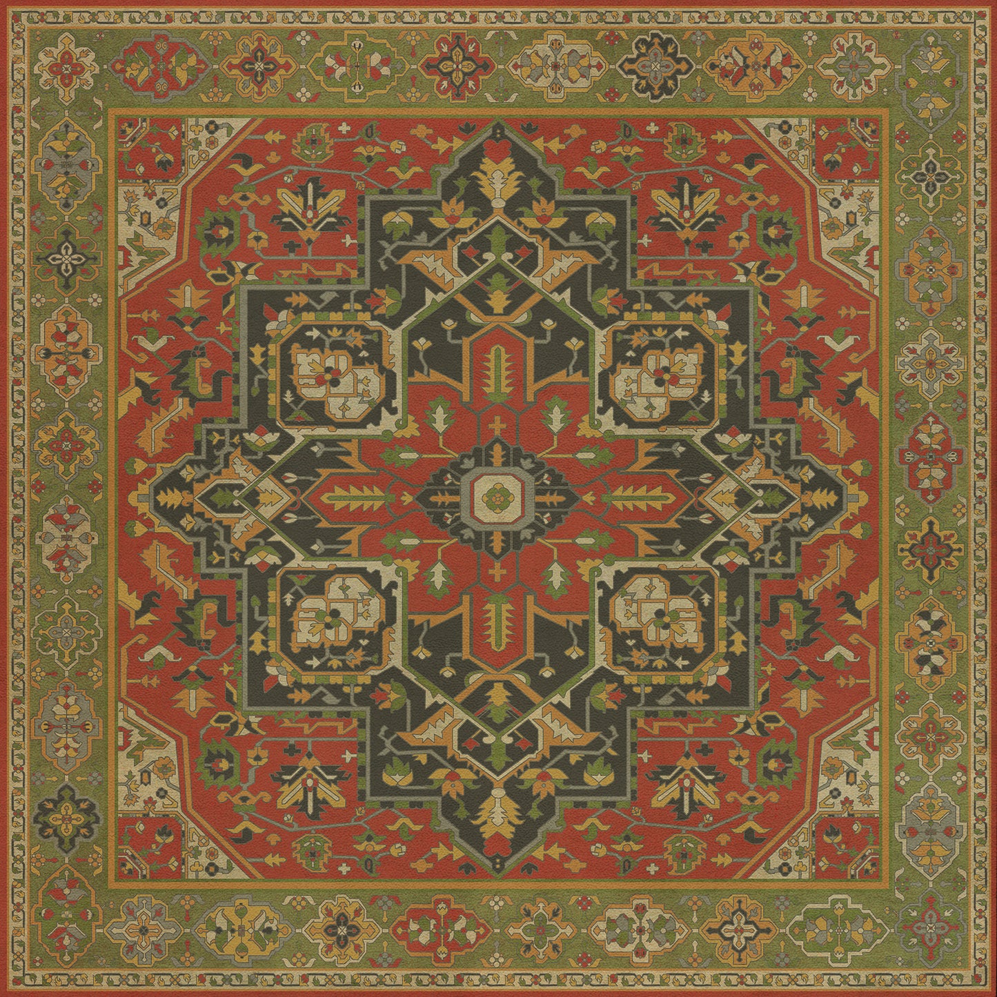 Persian Bazaar - Camelot - Sir Gawain 36x36 Vintage Vinyl Floorcloth