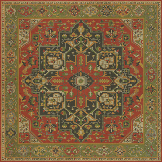 Persian Bazaar - Camelot - Sir Gawain 36x36 Vintage Vinyl Floorcloth