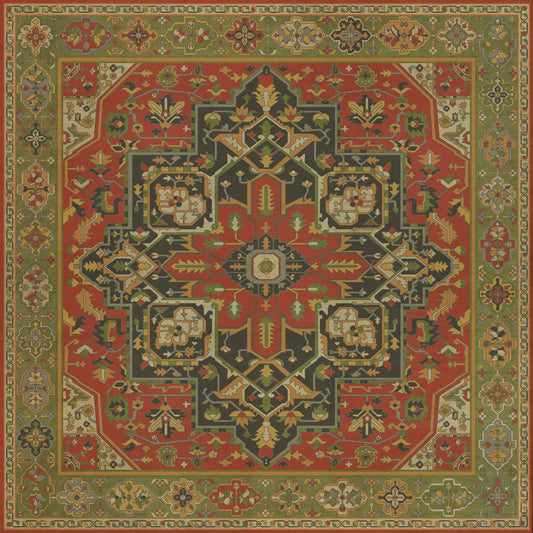 Persian Bazaar - Camelot - Sir Gawain 48x48 Vintage Vinyl Floorcloth