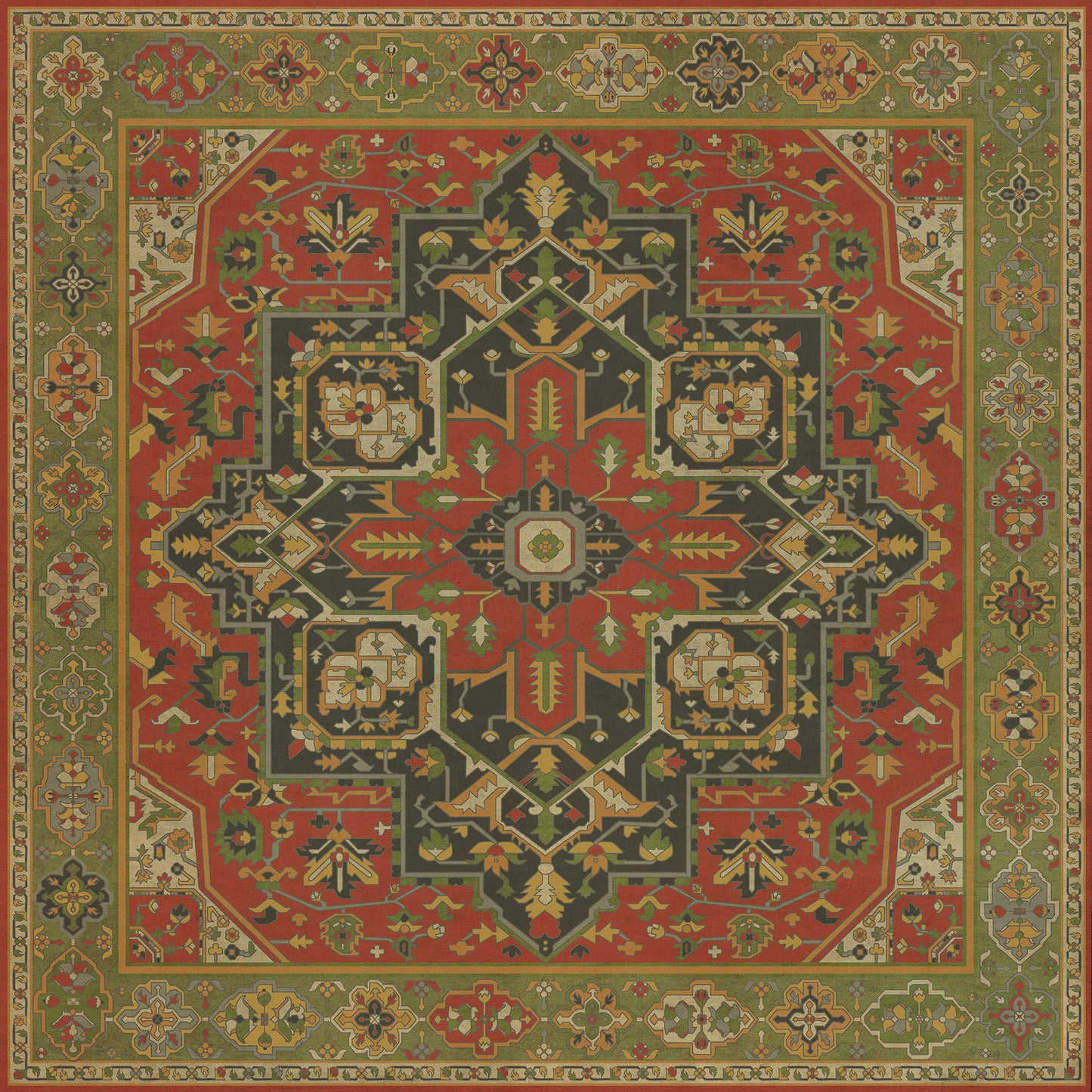 Persian Bazaar - Camelot - Sir Gawain 72x72 Vintage Vinyl Floorcloth