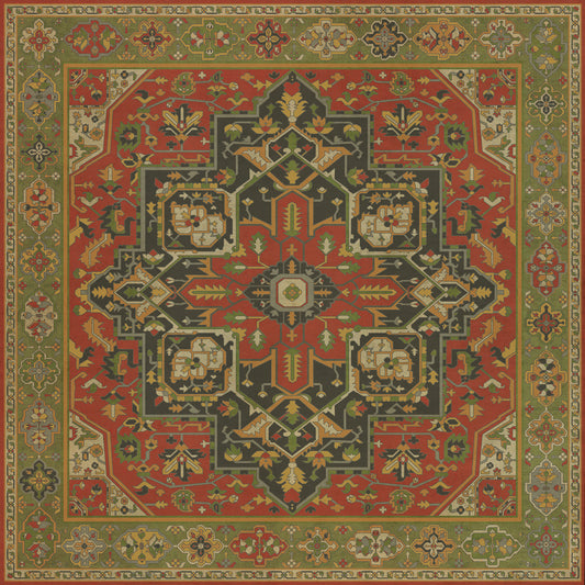 Persian Bazaar - Camelot - Sir Gawain 72x72 Vintage Vinyl Floorcloth