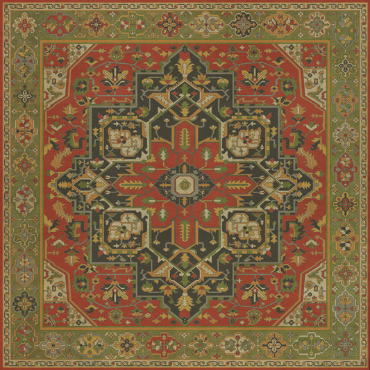 Persian Bazaar - Camelot - Sir Gawain 96x96 Vintage Vinyl Floorcloth