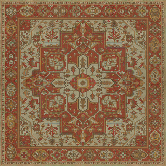 Persian Bazaar - Camelot - Sir Percival 36x36 Vintage Vinyl Floorcloth