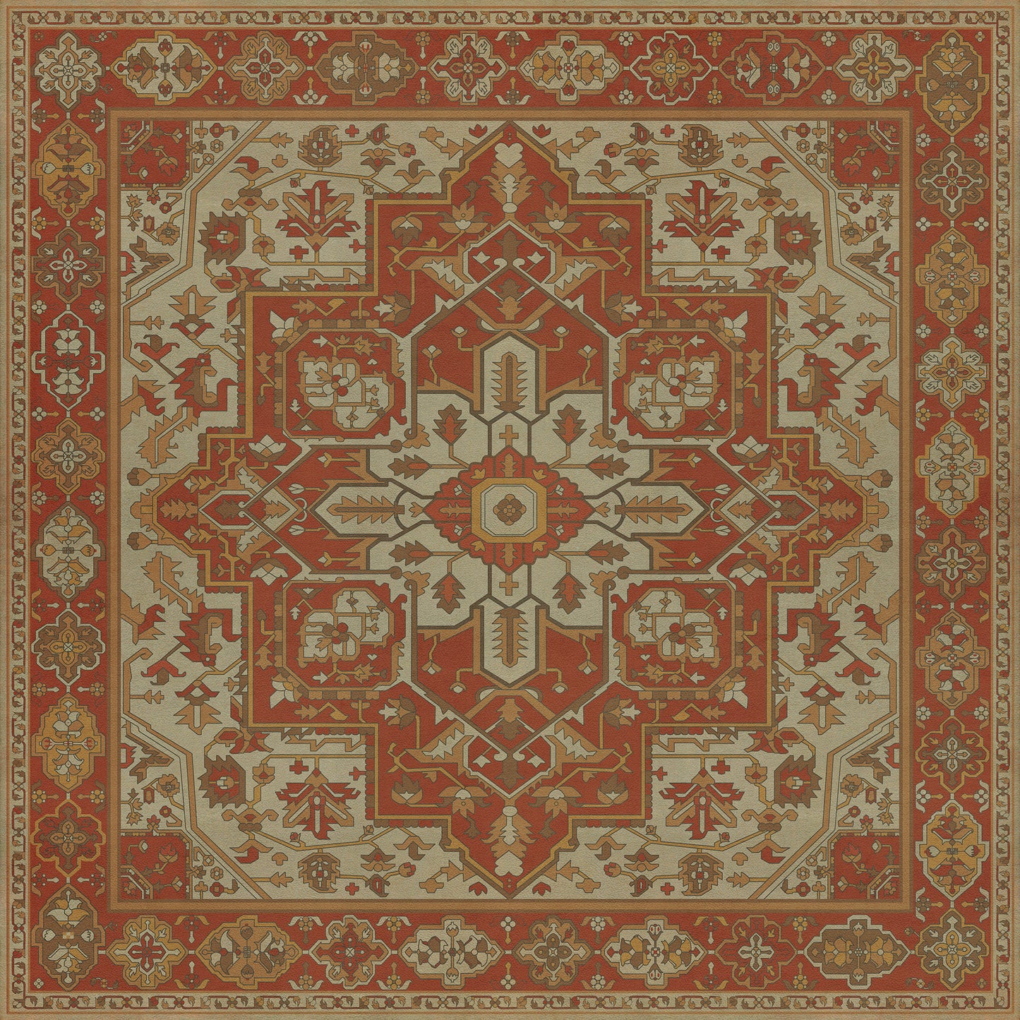 Persian Bazaar - Camelot - Sir Percival 48x48 Vintage Vinyl Floorcloth