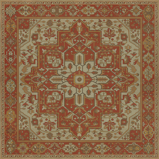 Persian Bazaar - Camelot - Sir Percival 48x48 Vintage Vinyl Floorcloth