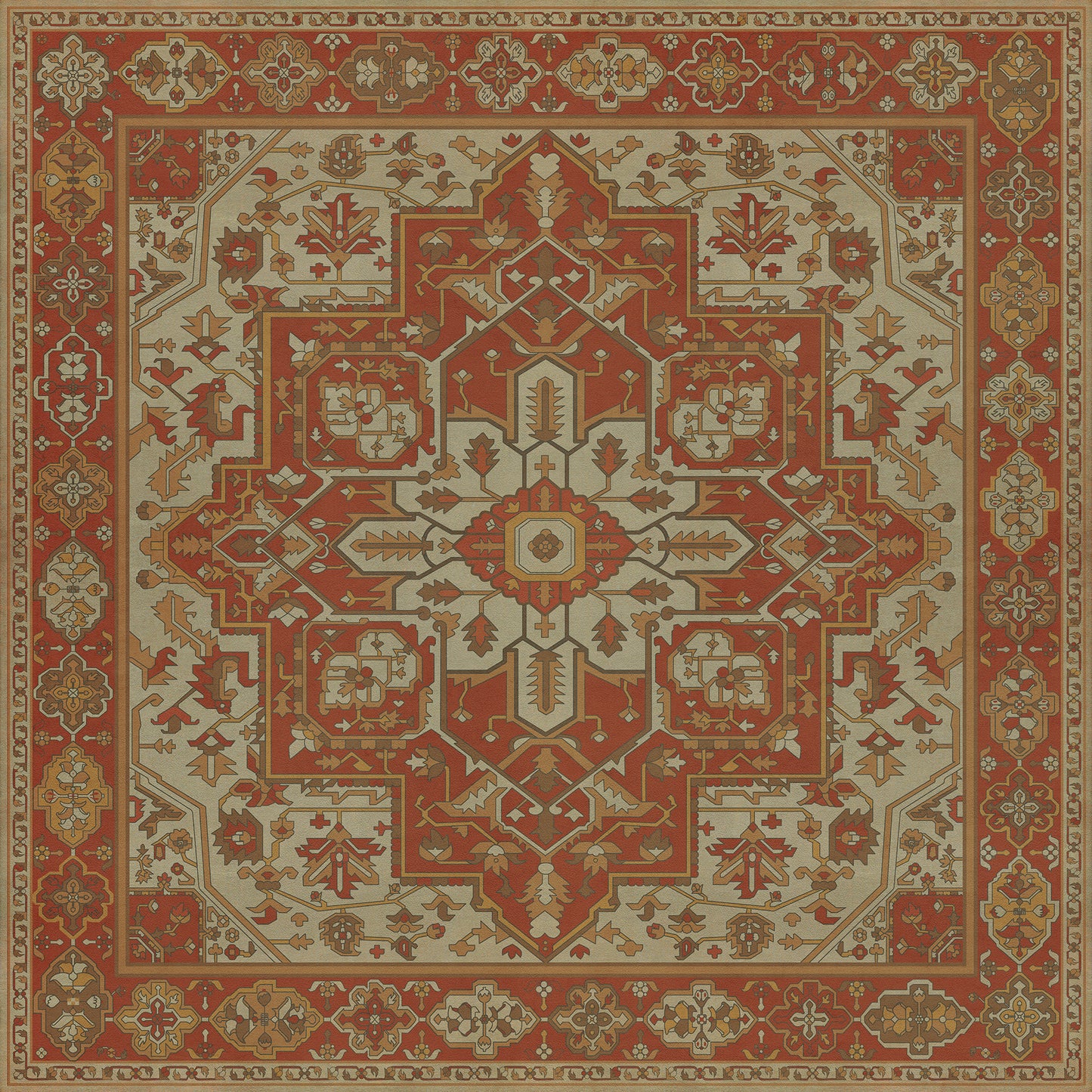 Persian Bazaar - Camelot - Sir Percival 60x60 Vintage Vinyl Floorcloth