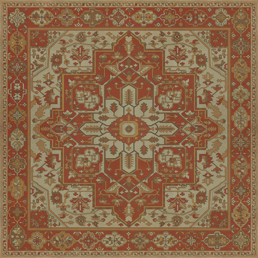 Persian Bazaar - Camelot - Sir Percival 60x60 Vintage Vinyl Floorcloth