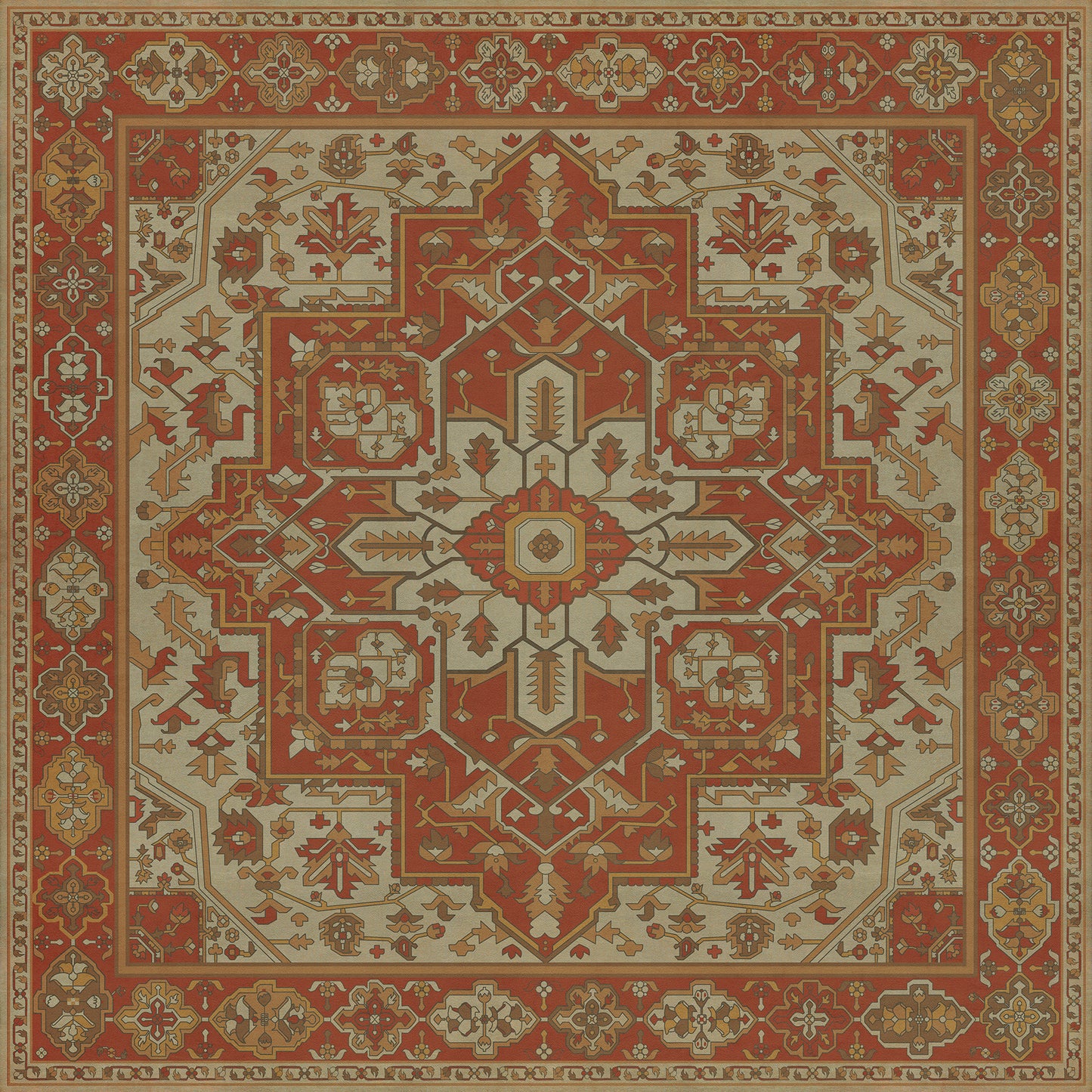 Persian Bazaar - Camelot - Sir Percival 72x72 Vintage Vinyl Floorcloth