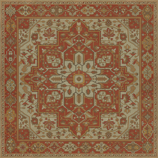Persian Bazaar - Camelot - Sir Percival 72x72 Vintage Vinyl Floorcloth
