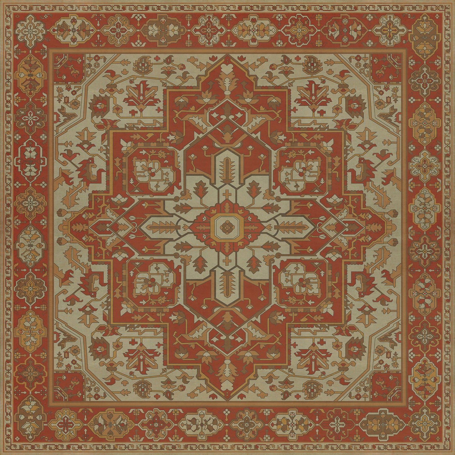Persian Bazaar - Camelot - Sir Percival 96x96 Vintage Vinyl Floorcloth