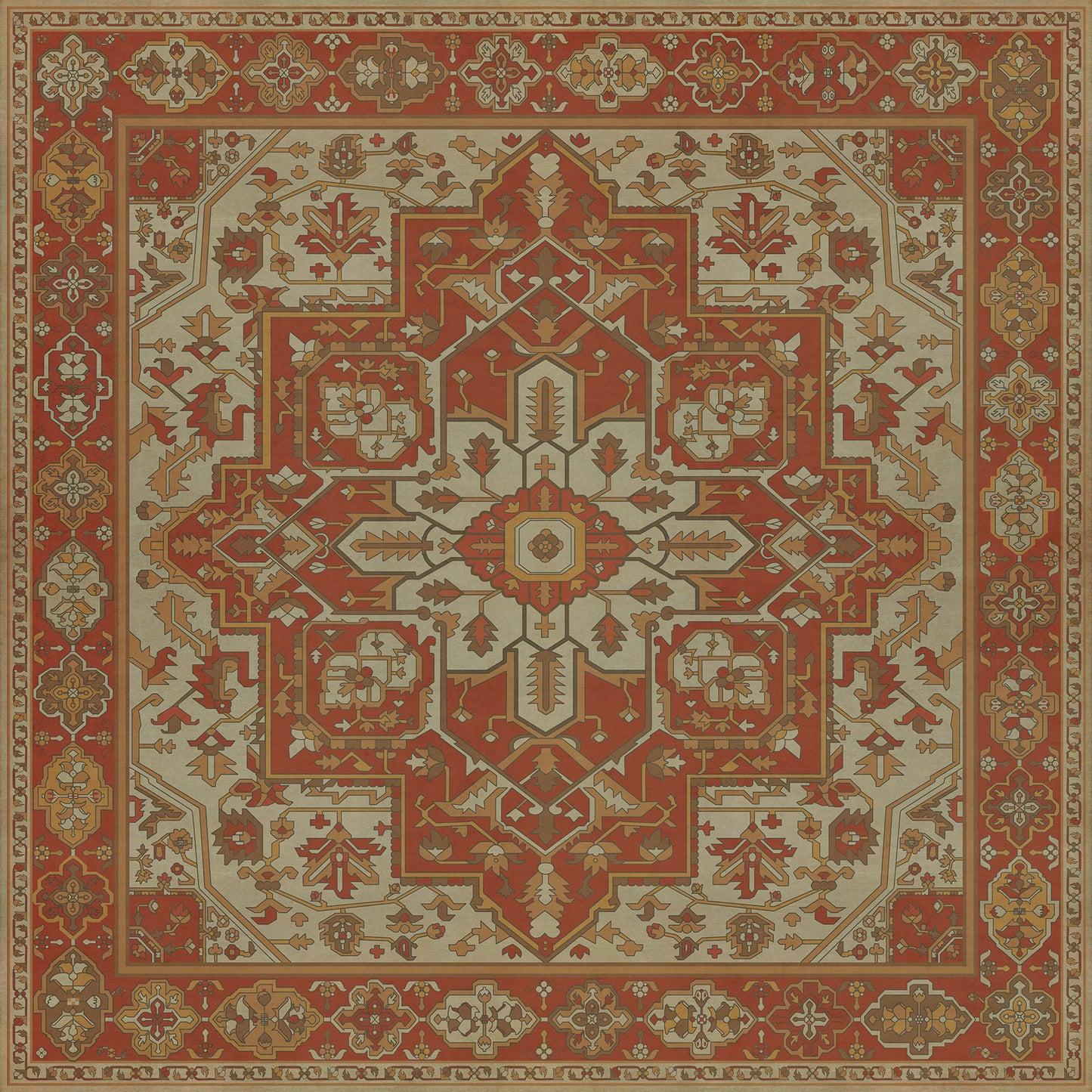 Persian Bazaar - Camelot - Sir Percival 120x120 Vintage Vinyl Floorcloth