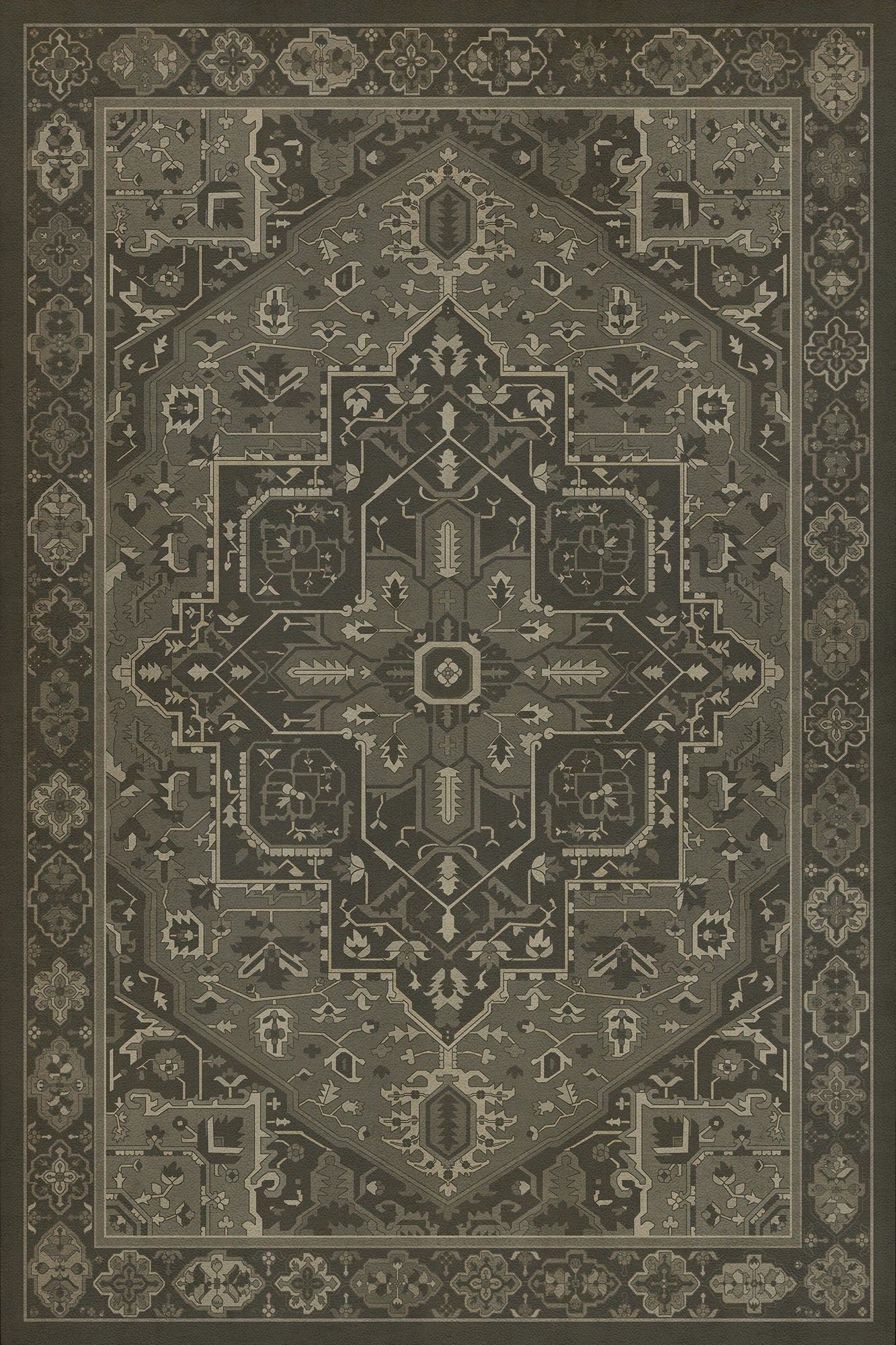 Persian Bazaar - Camelot - The Black Knight 20x30 Vintage Vinyl Floorcloth