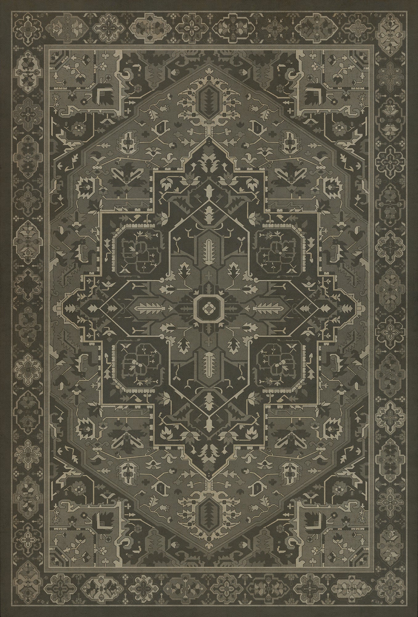Persian Bazaar - Camelot - The Black Knight 38x56 Vintage Vinyl Floorcloth