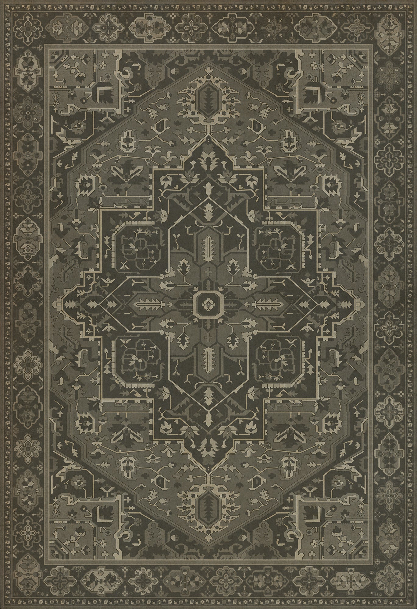 Persian Bazaar - Camelot - The Black Knight 52x76 Vintage Vinyl Floorcloth