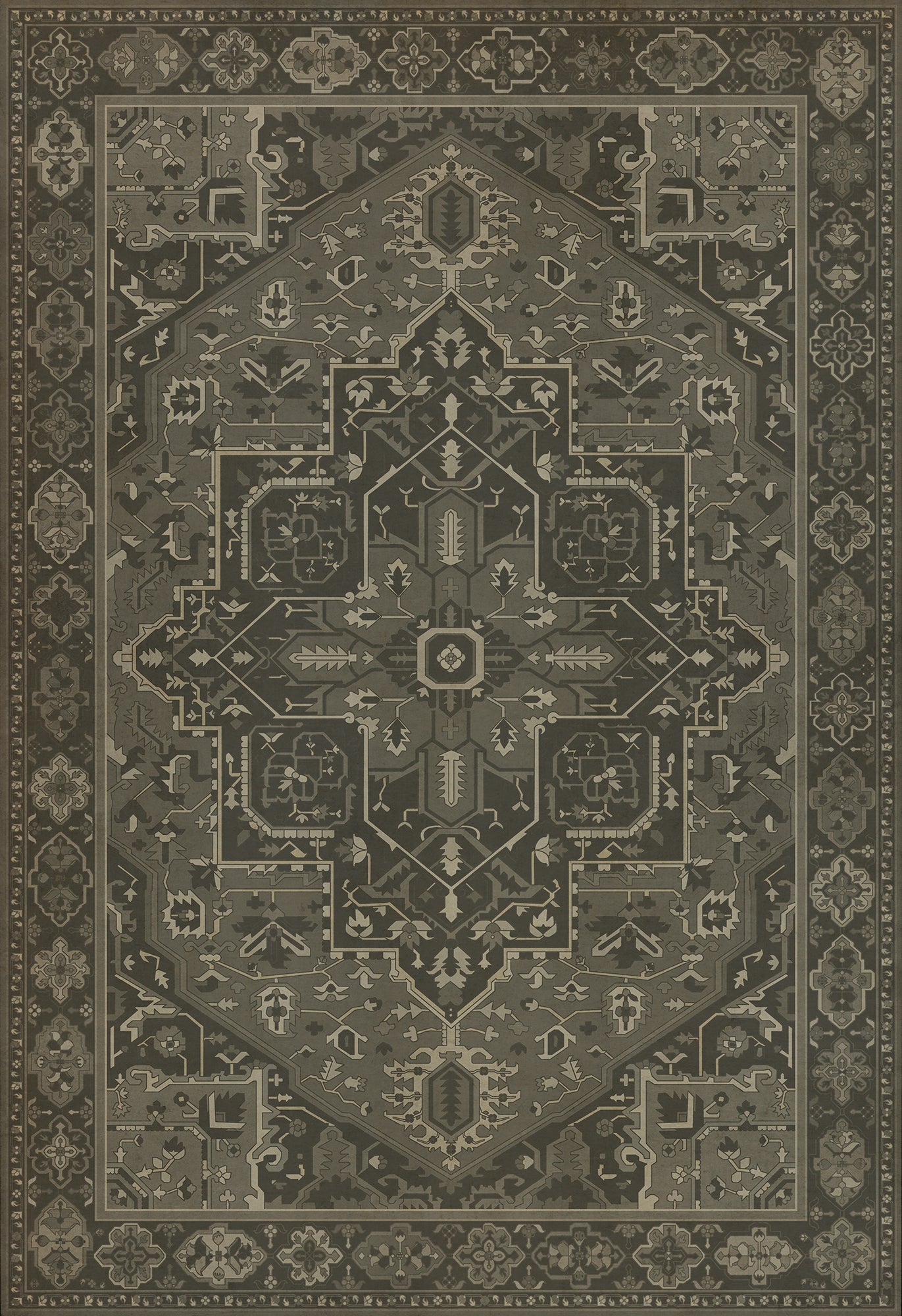 Persian Bazaar - Camelot - The Black Knight 96x140 Vintage Vinyl Floorcloth