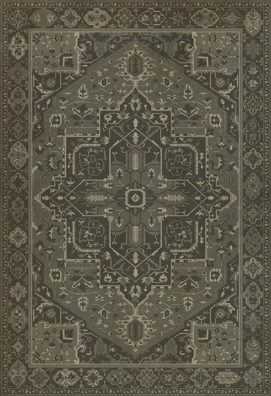 Persian Bazaar - Camelot - The Black Knight 96x140 Vintage Vinyl Floorcloth