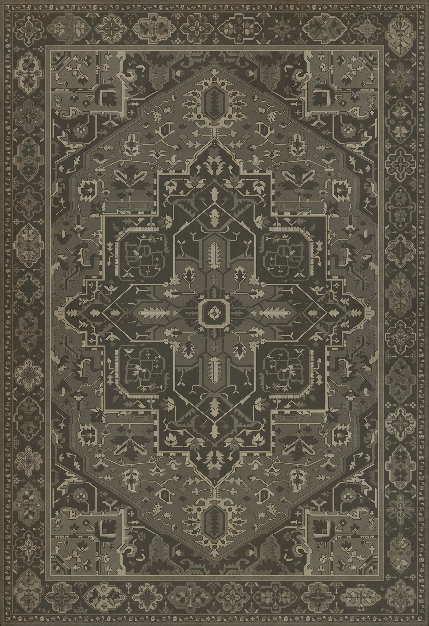 Persian Bazaar - Camelot - The Black Knight 120x175 Vintage Vinyl Floorcloth