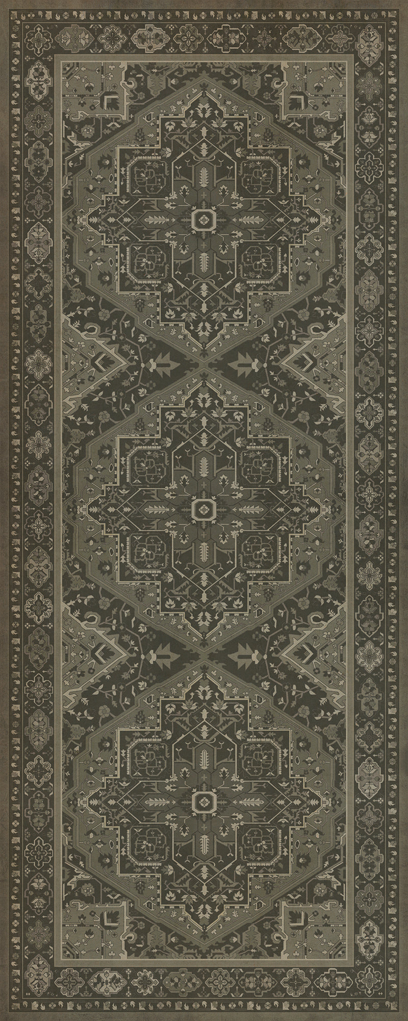 Persian Bazaar - Camelot - The Black Knight 36x90 Vintage Vinyl Floorcloth