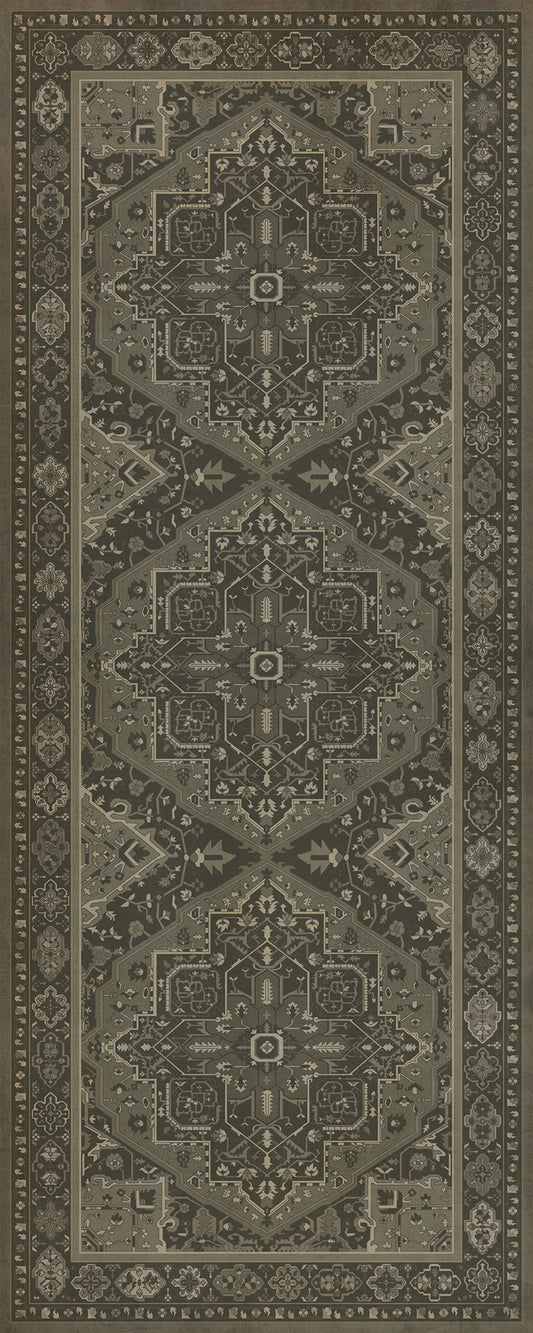 Persian Bazaar - Camelot - The Black Knight 36x90 Vintage Vinyl Floorcloth