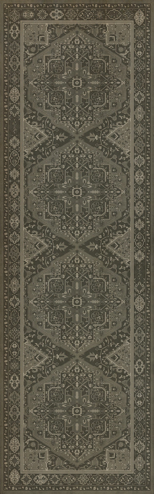 Persian Bazaar - Camelot - The Black Knight 36x115 Vintage Vinyl Floorcloth