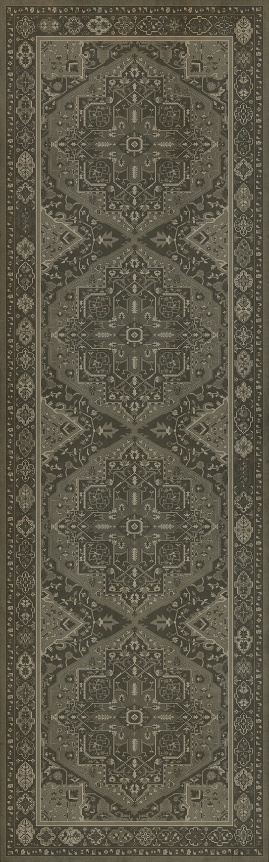 Persian Bazaar - Camelot - The Black Knight 36x115 Vintage Vinyl Floorcloth