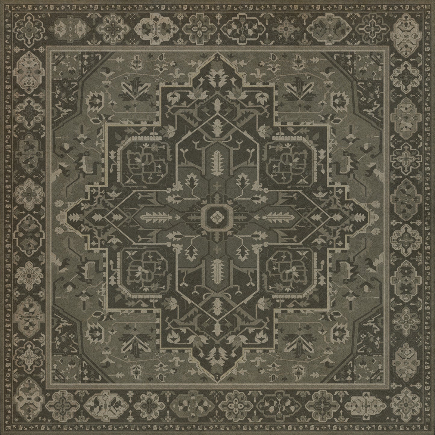 Persian Bazaar - Camelot - The Black Knight 36x36 Vintage Vinyl Floorcloth