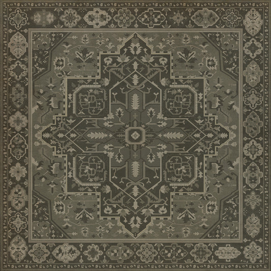 Persian Bazaar - Camelot - The Black Knight 36x36 Vintage Vinyl Floorcloth