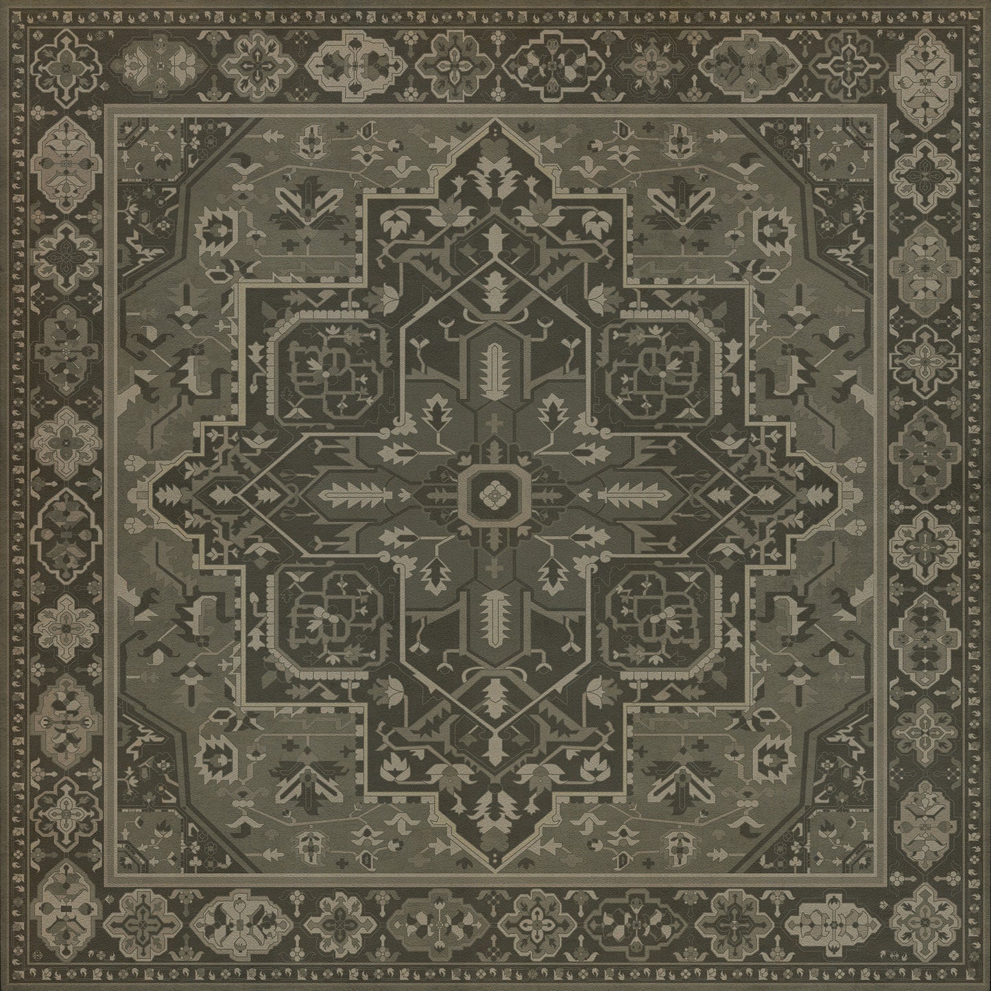 Persian Bazaar - Camelot - The Black Knight 48x48 Vintage Vinyl Floorcloth